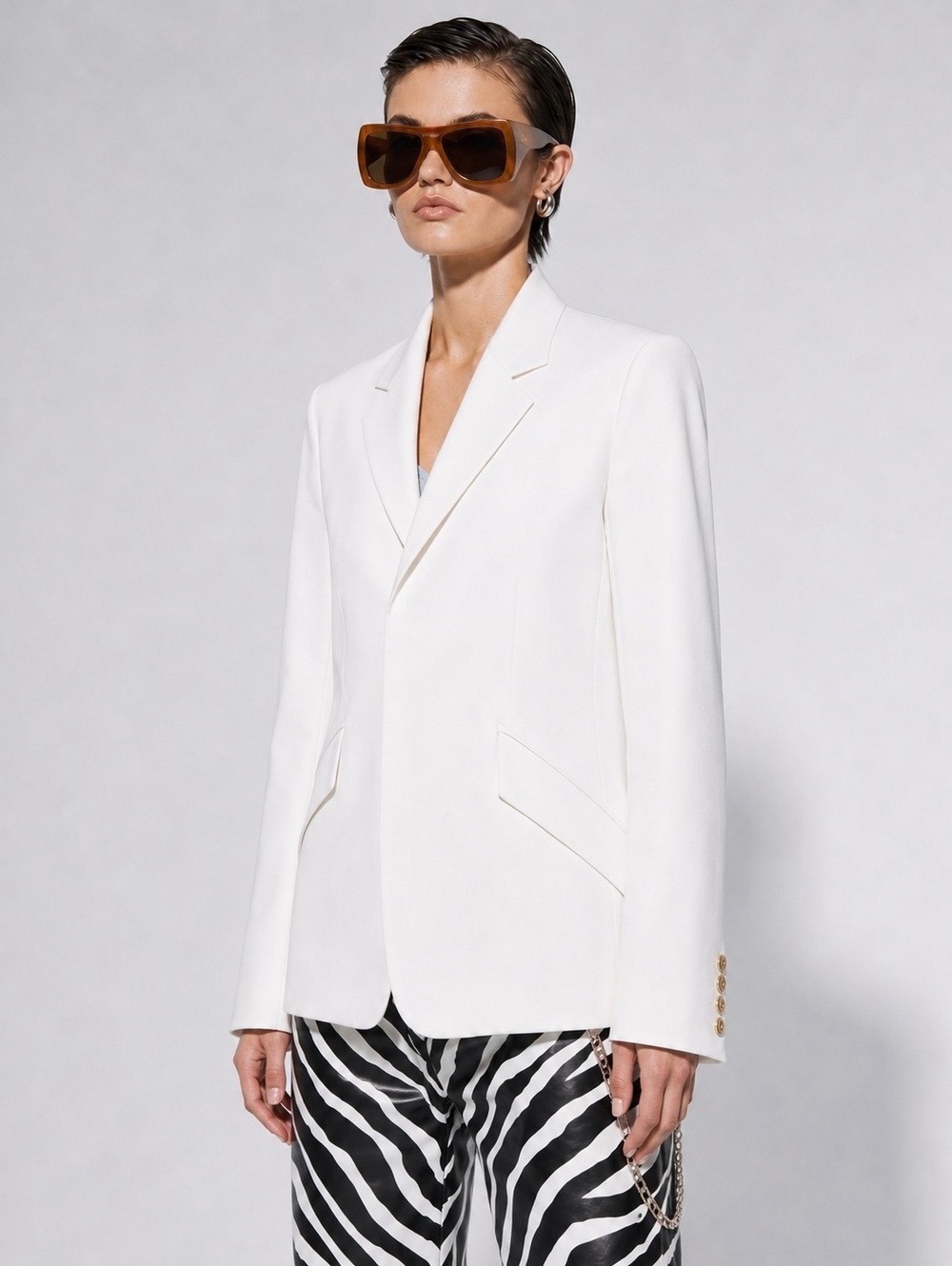 NWT DION LEE $980 Ivory Cinch-Back Oversized Blazer Gold Hardware Luxe Runway - Picture 4 of 15